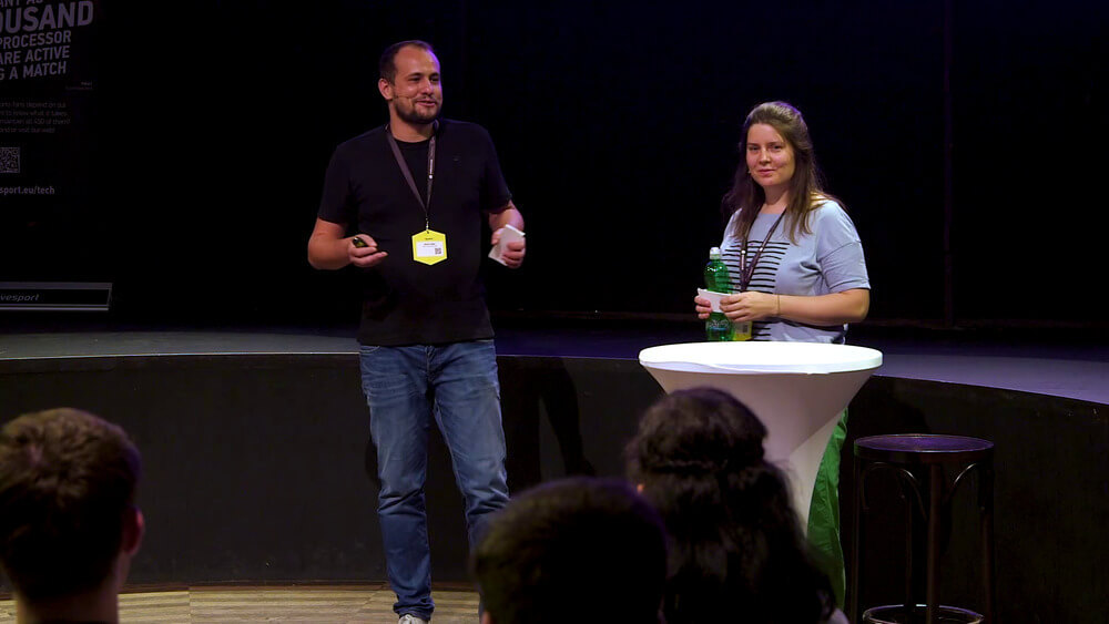 Jan Valder and Běla Beránková presenting Enterprise UX at WebExpo 2018